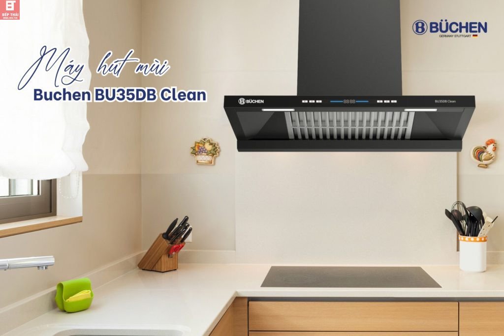 Máy hút mùi Buchen BU35DB Clean mặt kính đen T-Shape